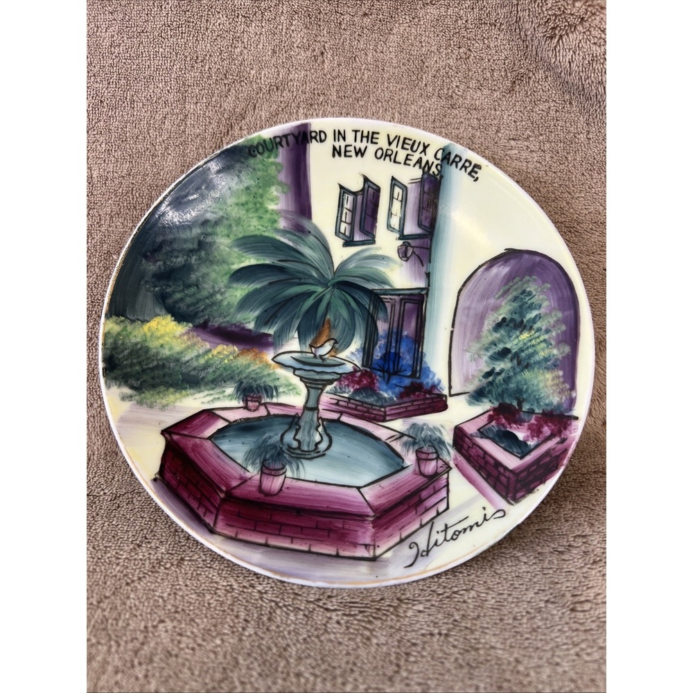 Vintage Hitomi Courtyard In The French Quarter New Orleans -Japan 6" Plate